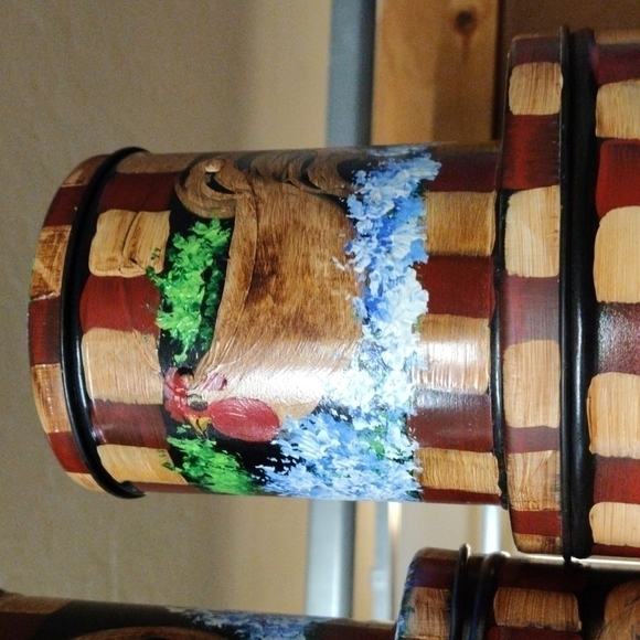 SET Of Four Hand-painted Rooster Canisters Four Different Sizes, Storage / Kitch - Picture 4 of 5